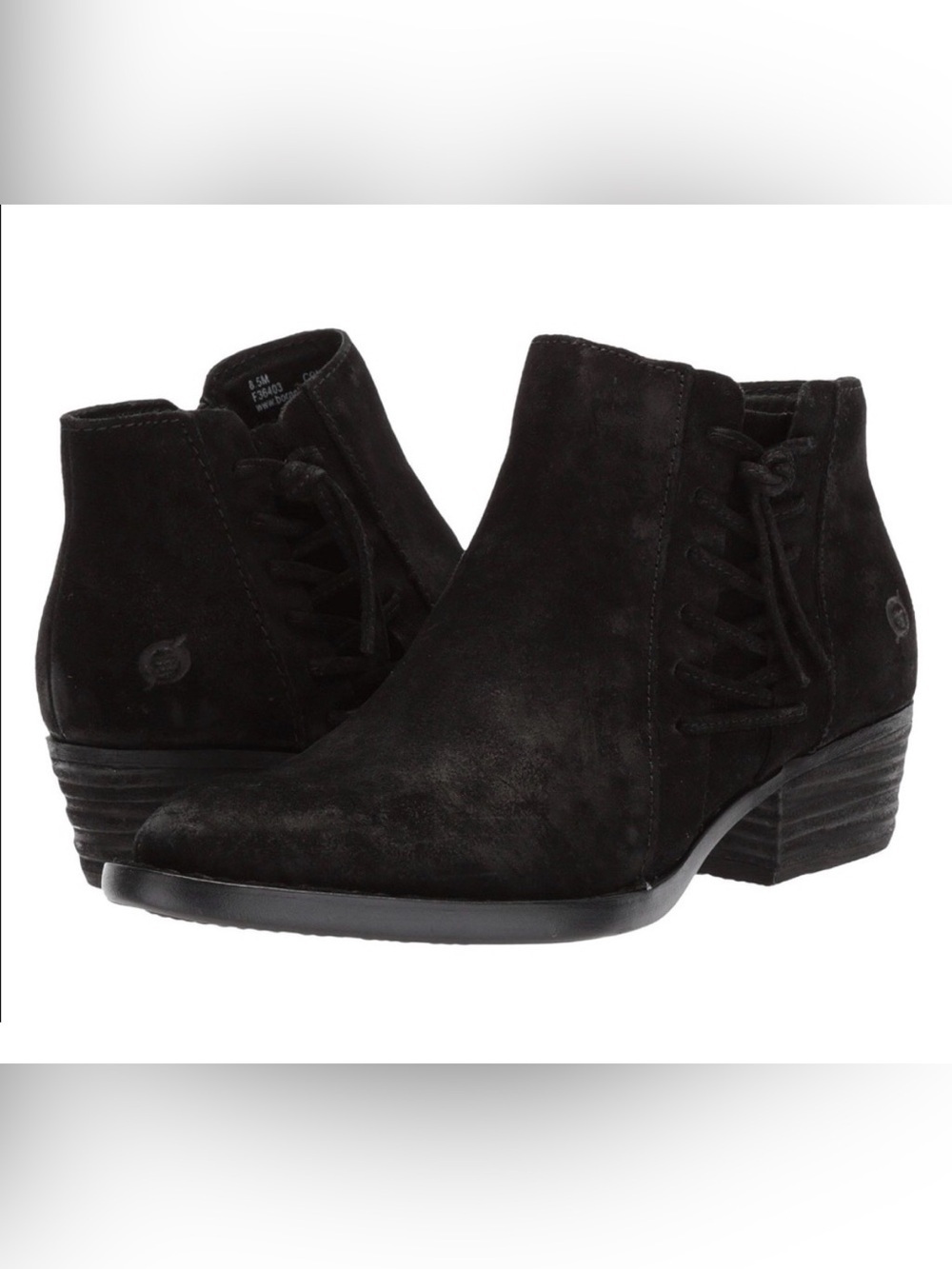 Born Bessie Black Suede Ankle Booties size 7.5M minimalist leather neutral comfy